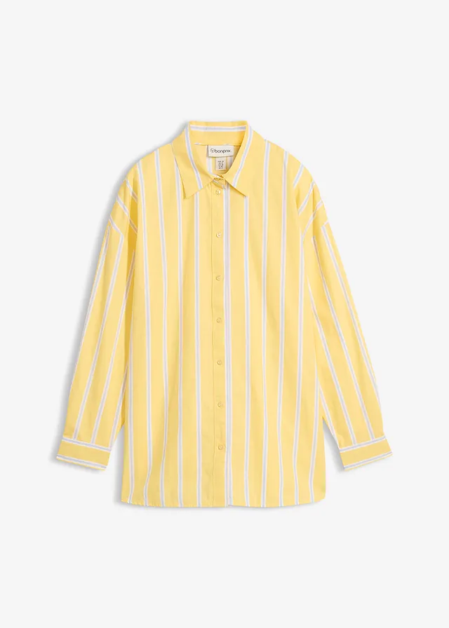 Chemisier en popeline de coton, Couleur: jaune clair rayé
