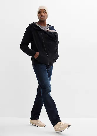 2-in-1 hoodie met baby-inzet voor heren van zacht katoen, Kleur: zwart