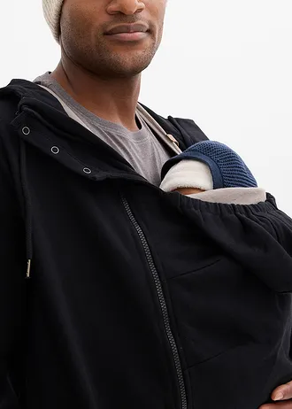 2-in-1 hoodie met baby-inzet voor heren van zacht katoen • zwart • bonprix online shop