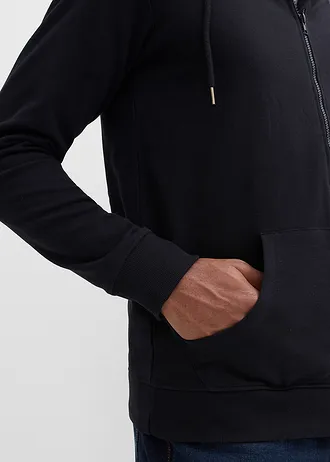 Sweat zippé homme en coton avec empiècement de portage • noir • Boutique bonprix