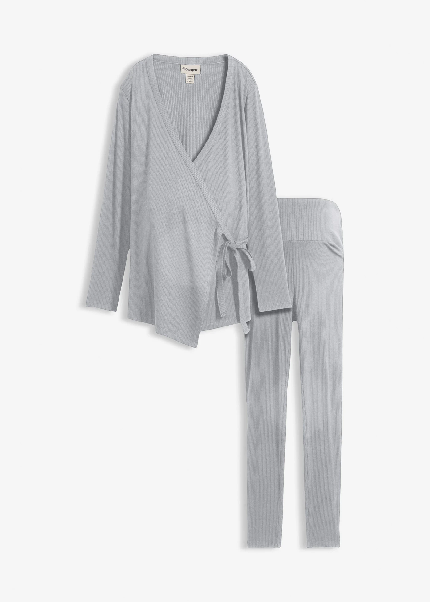 Gilet cache-cœur de grossesse et legging confortable (ens. 2 pces) • gris chiné • Boutique bonprix