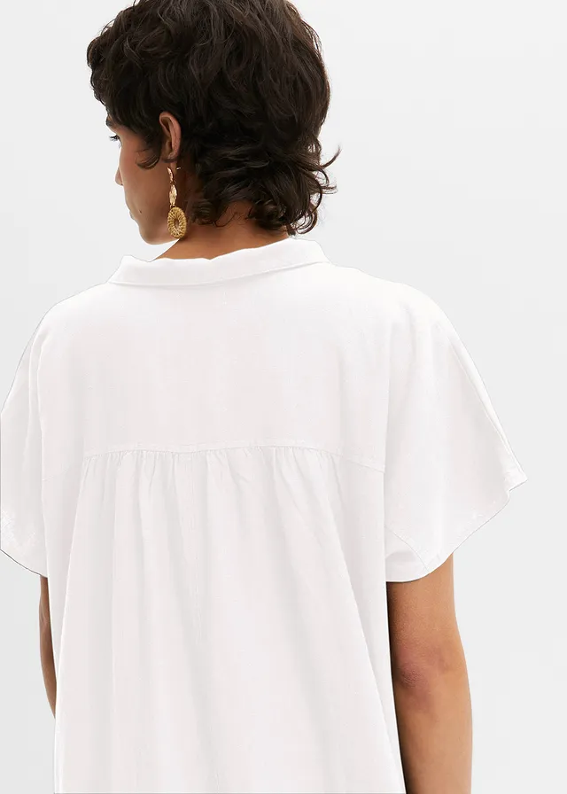 Robe caftan légère en lin et viscose • blanc • product-page.page-title-suffix