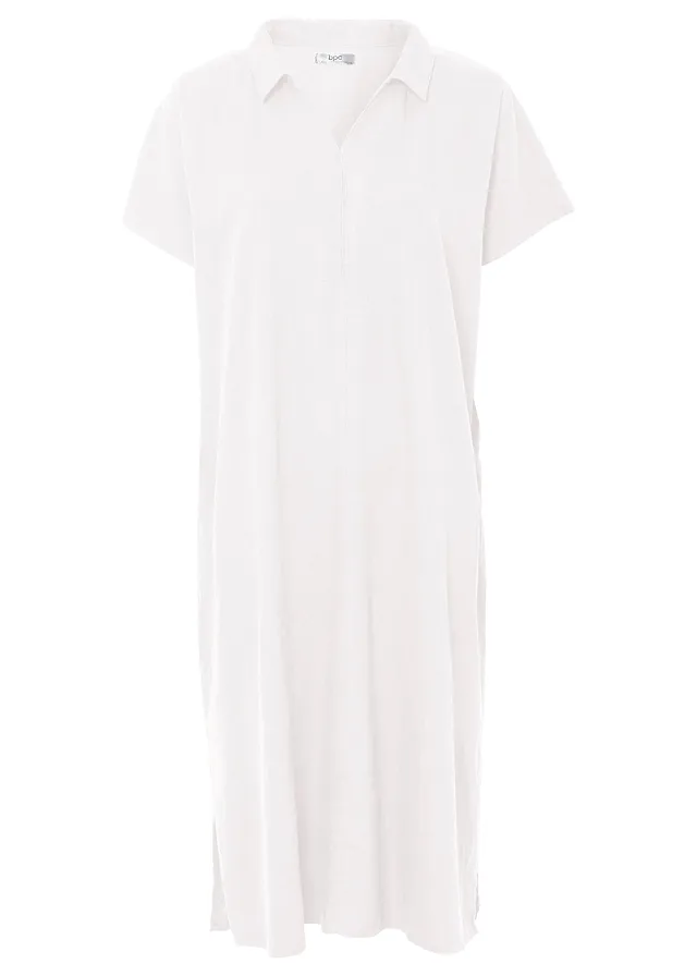 Rochie-caftan din material subțire cu in și viscoză • alb • magazin bonprix