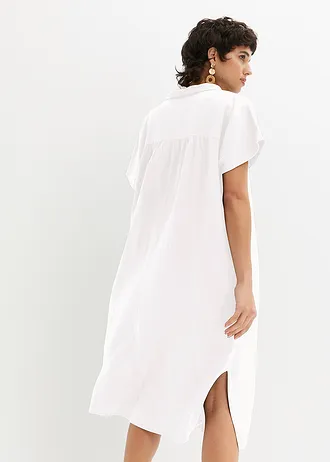 Kaftan jurk in een lichte linnen-viscosemix • wit • bonprix online shop