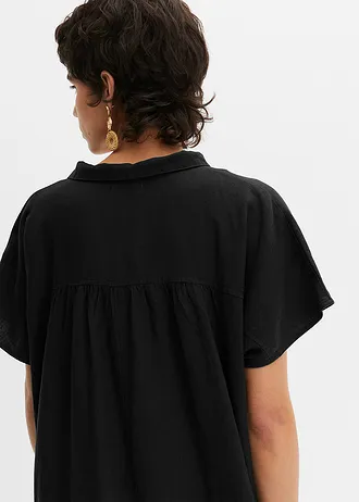 Kaftan jurk in een lichte linnen-viscosemix • zwart • bonprix online shop