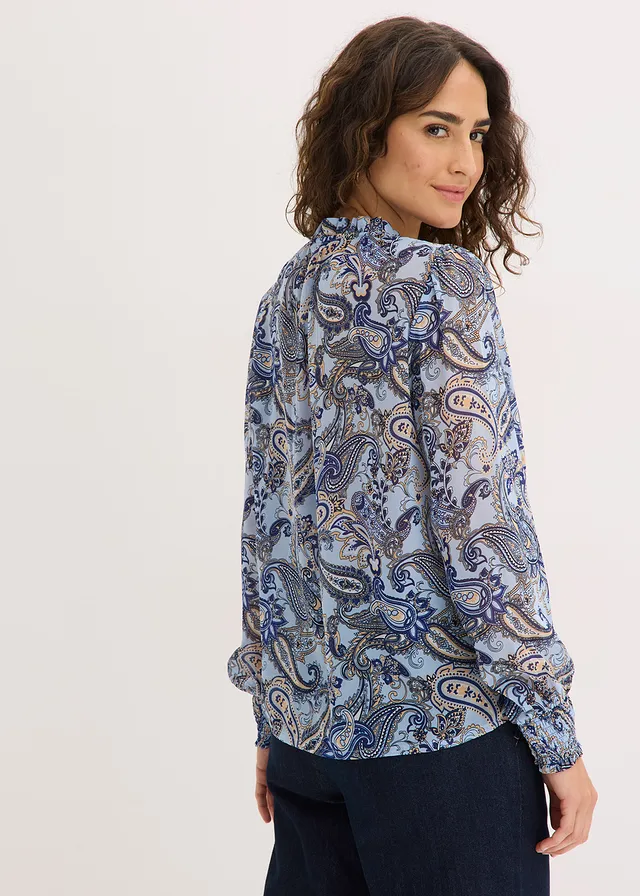 Chiffon blouse, Kleur: lichtblauw paisley