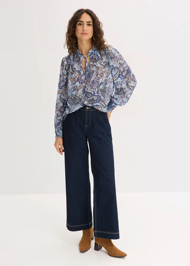 Chiffon blouse, Kleur: lichtblauw paisley