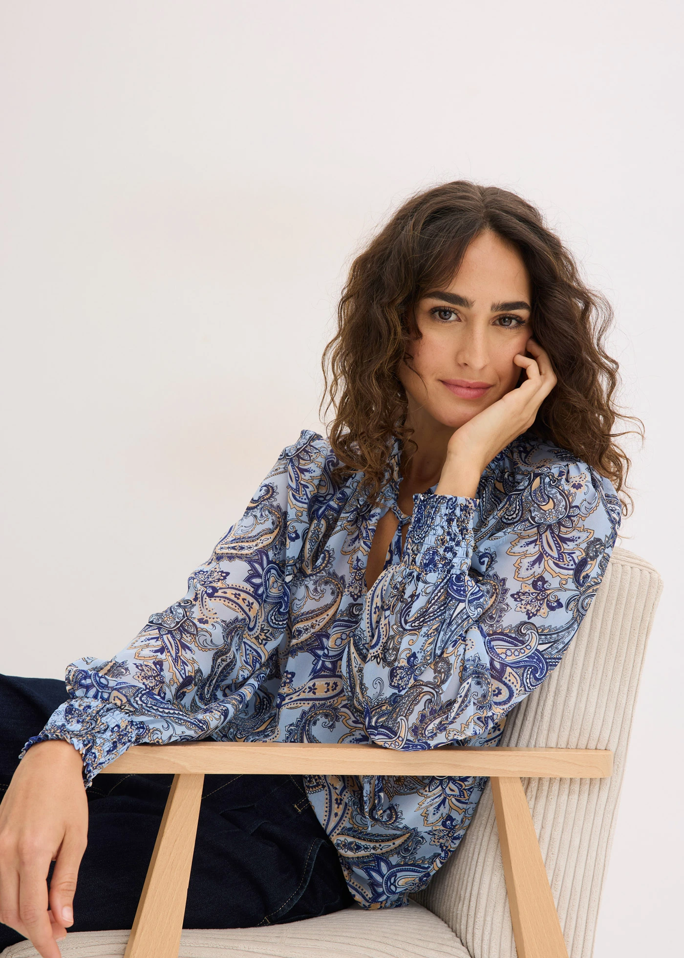 Bluză din șifon • bleu paisley • magazin bonprix