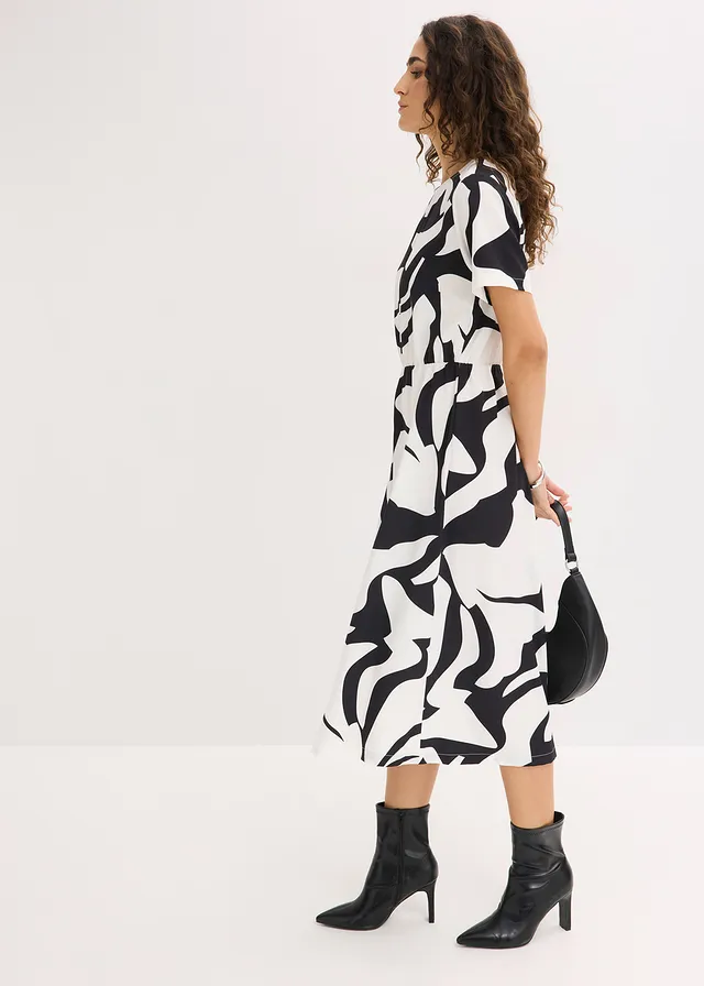 Gedessineerde midi jurk • zwart/wit • product-page.page-title-suffix