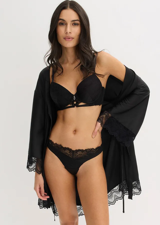 Soutien-gorge à coques et dentelle, Couleur: noir