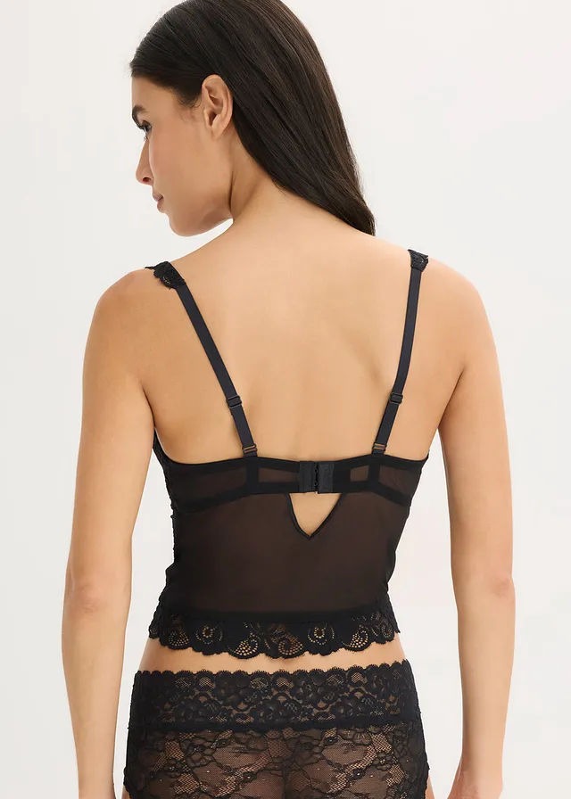 Top soutien-gorge en dentelle, Couleur: noir