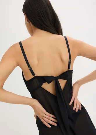 Neglijeu fără armătură, cu dantelă cu inimioare • negru • magazin bonprix