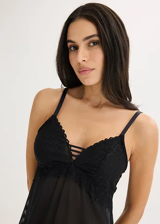 Négligé à dentelle cœurs, sans armatures • noir • Boutique bonprix