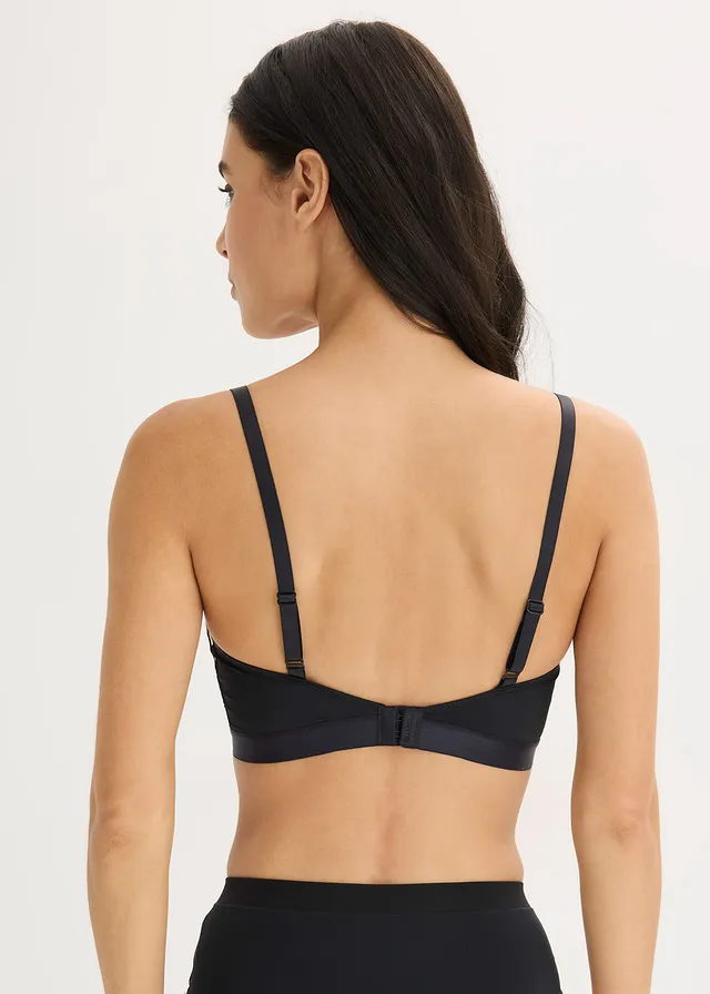 Bralette zonder beugel met transparante inzetstukken, Kleur: zwart-lichtbruin