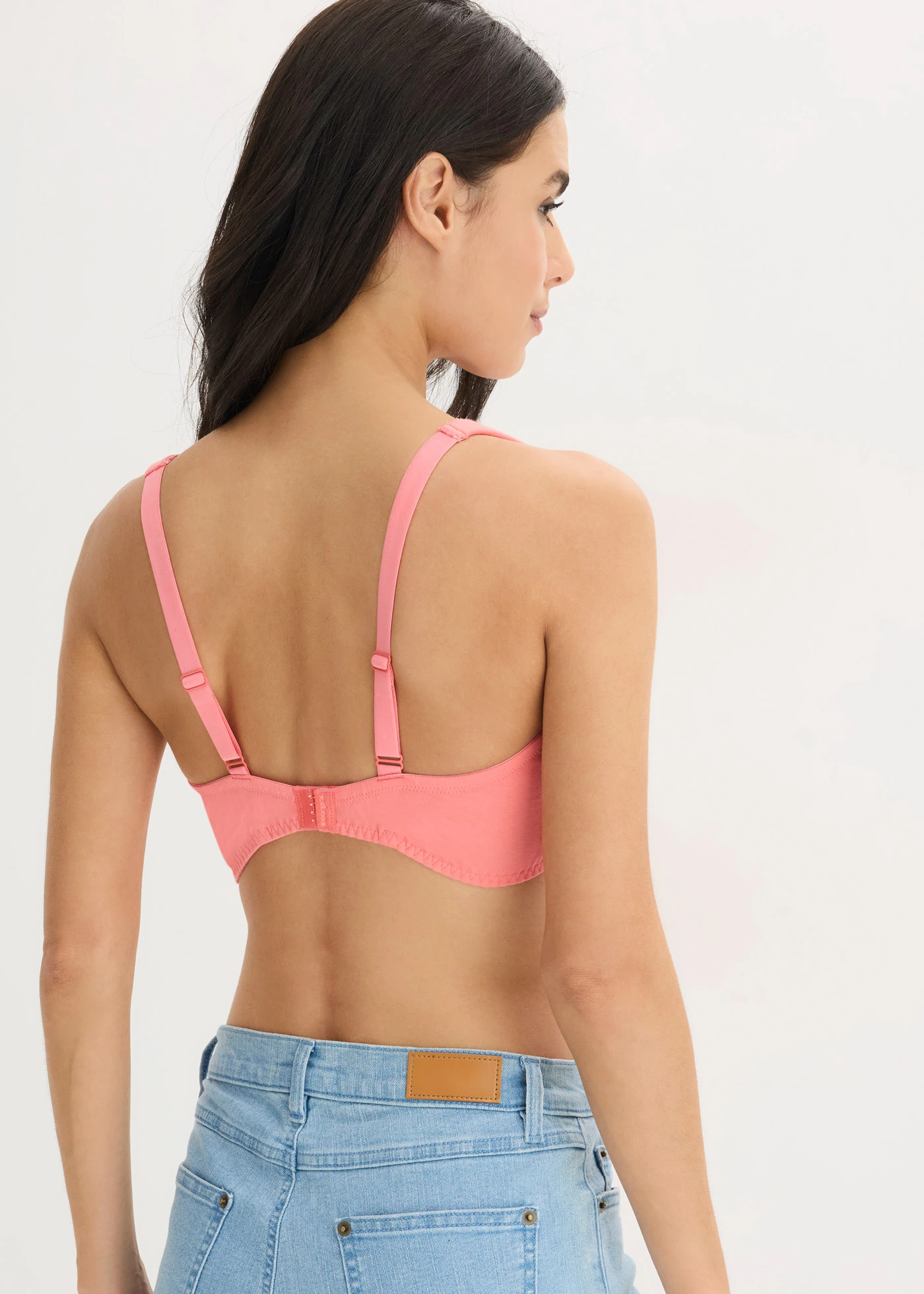 Lot de 2 soutiens-gorge bralette coton sans armatures • rose corail + noir • Boutique bonprix