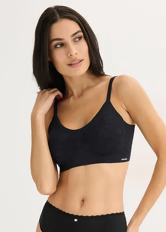 Podprsenka, vatovaná, Feel Comfort, bez kostíc s čipkou • čierna • obchod bonprix
