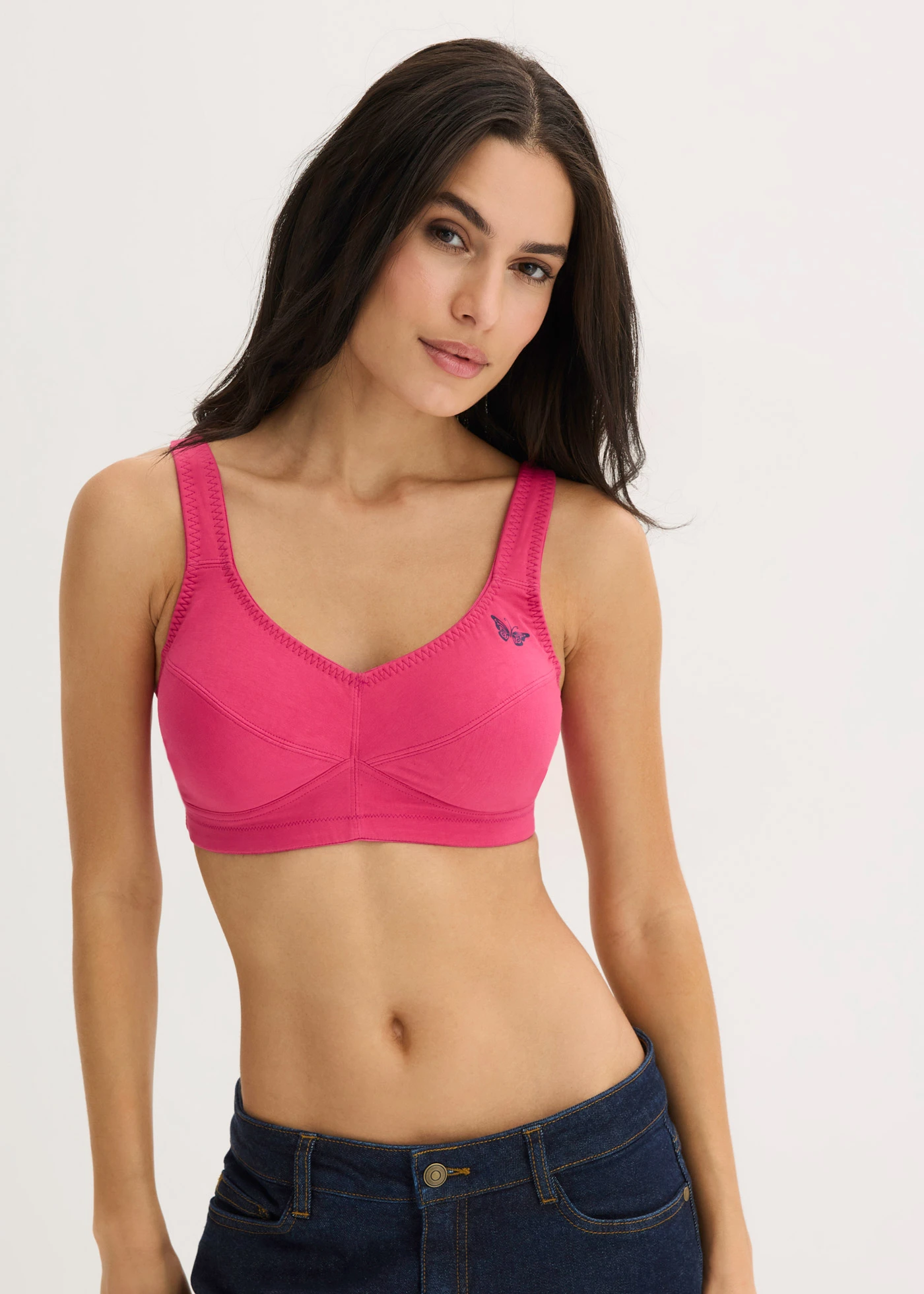 Podprsenka bez kostic, s organickou bavlnou (2 ks v balení) • pink magnólie + námořnická modrá • bonprix obchod