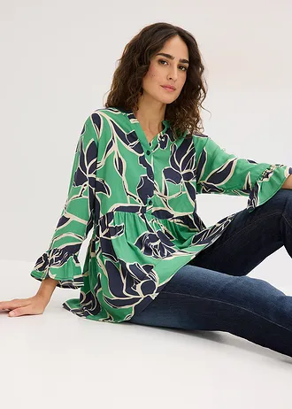 Tuniekblouse van soepele viscose • opaalgroen gebloemd • bonprix online shop