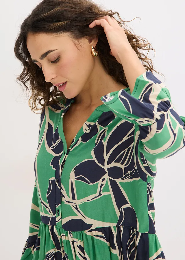 Blouse longue en viscose fluide • vert opale floral • product-page.page-title-suffix