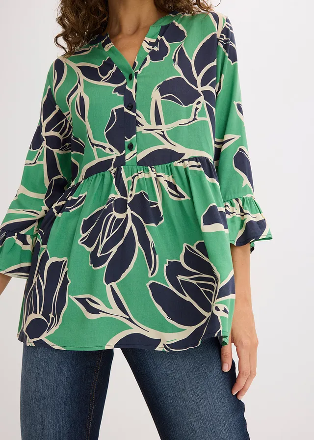 Tuniekblouse van soepele viscose • opaalgroen gebloemd • product-page.page-title-suffix