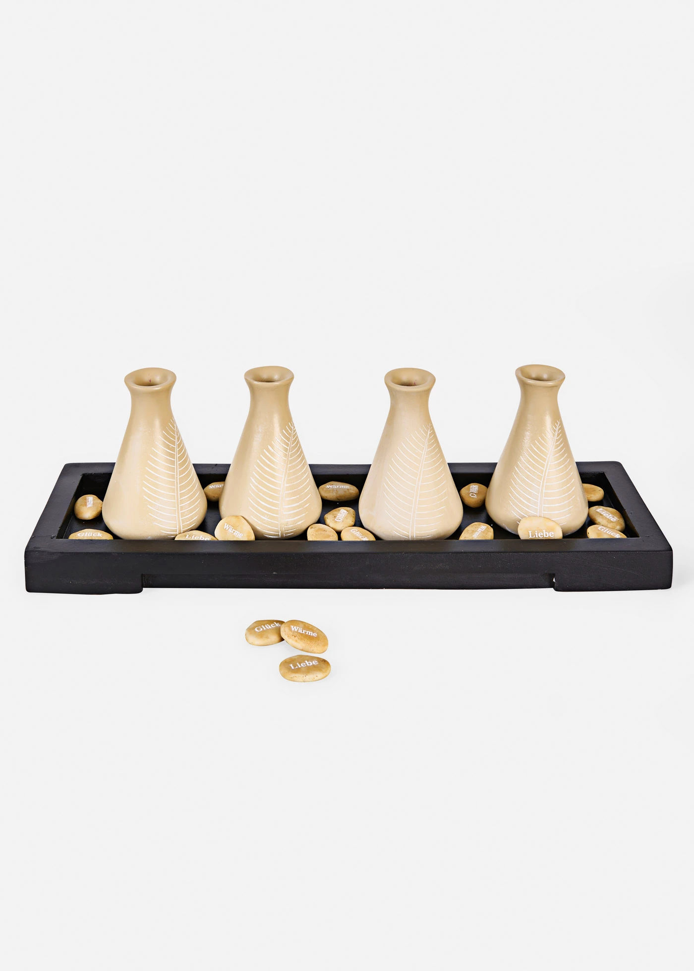 Vase sur plateau • blanc-beige • Boutique bonprix