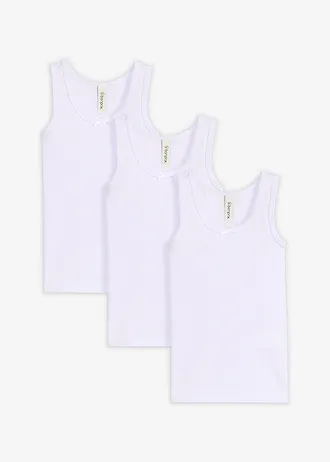 Lot de 3 débardeurs en coton doux, Couleur: blanc