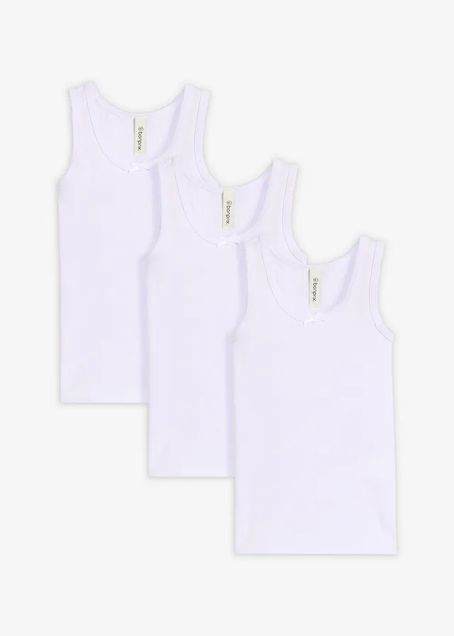 Lot de 3 débardeurs en coton doux • blanc • Boutique bonprix