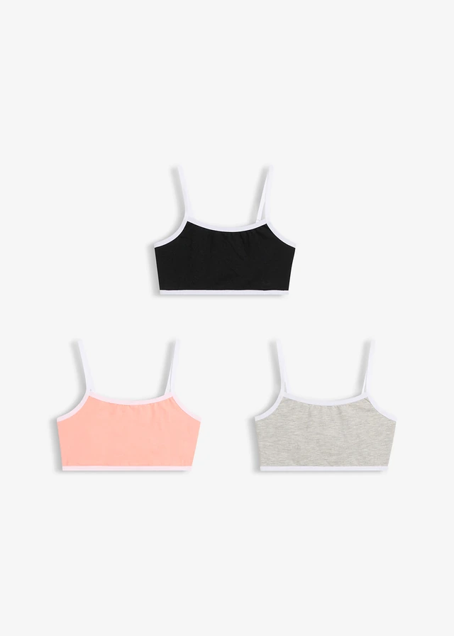 Bralette met zacht katoen (set van 3) • zalmroze+zwart+lichtgrijs gemêleerd • product-page.page-title-suffix