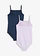 Lot de 2 maillots 1 pièce, Couleur: bleu foncé-mauve clair