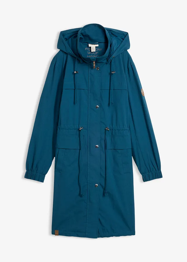 Parka-trench avec grandes poches, Couleur: bleu pétrole