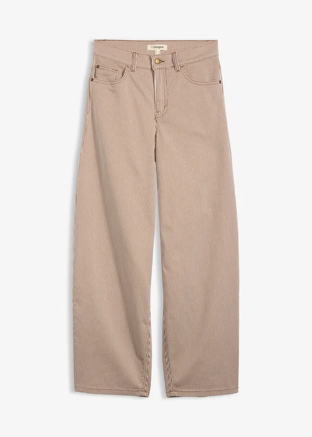 Pantaloni cu dungi și croi tip balon • maro castaniu-ecru dungat • magazin bonprix
