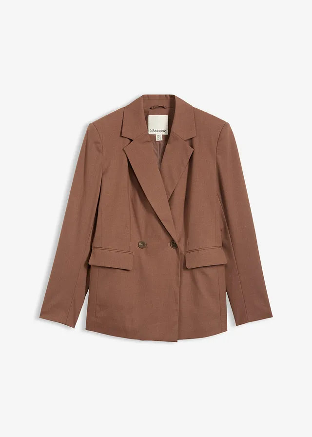 Blazer in een viscosemix, Kleur: kastanjebruin