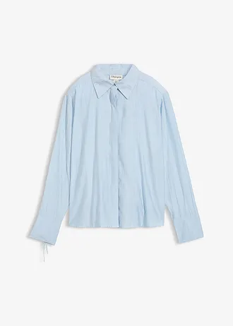 Overhemdblouse in een soepele viscosemix, Kleur: poederblauw