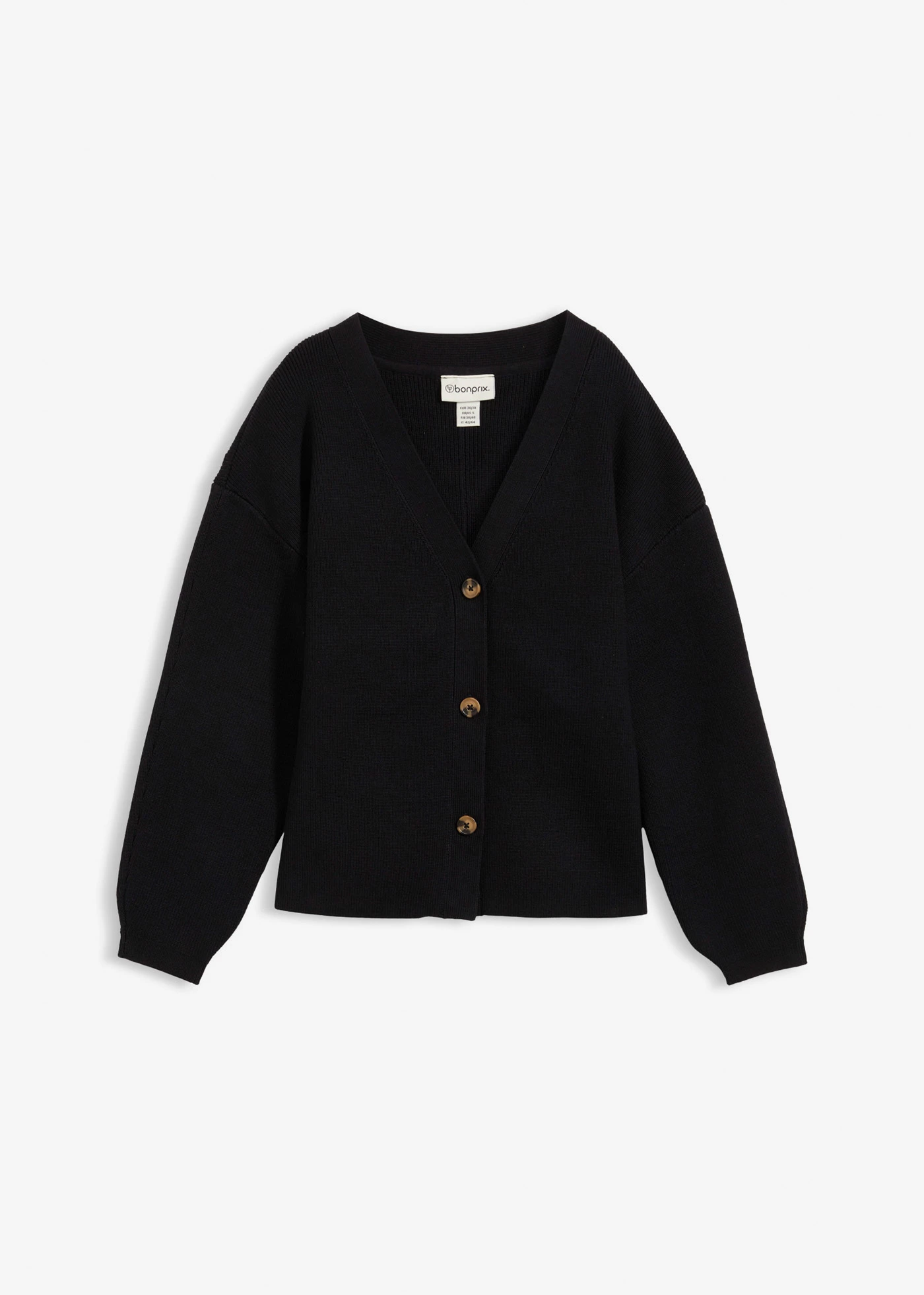 Gebreid vest in een katoenmix • zwart • bonprix online shop