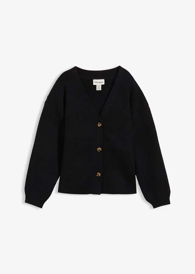 Jachetă tricotată din mix cu bumbac • negru • magazin bonprix