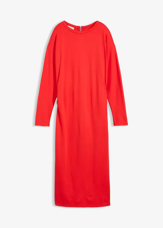 Robe midi en Punto di Roma confortable, Couleur: fraise