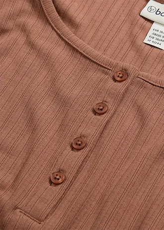 Bluză cu mâneci lungi din material ripsat • maro castaniu • magazin bonprix