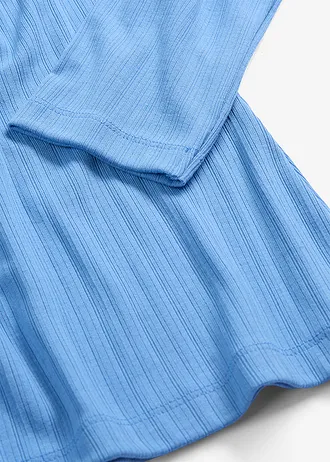 Bluză cu mâneci lungi din material ripsat • albastru mediu • magazin bonprix