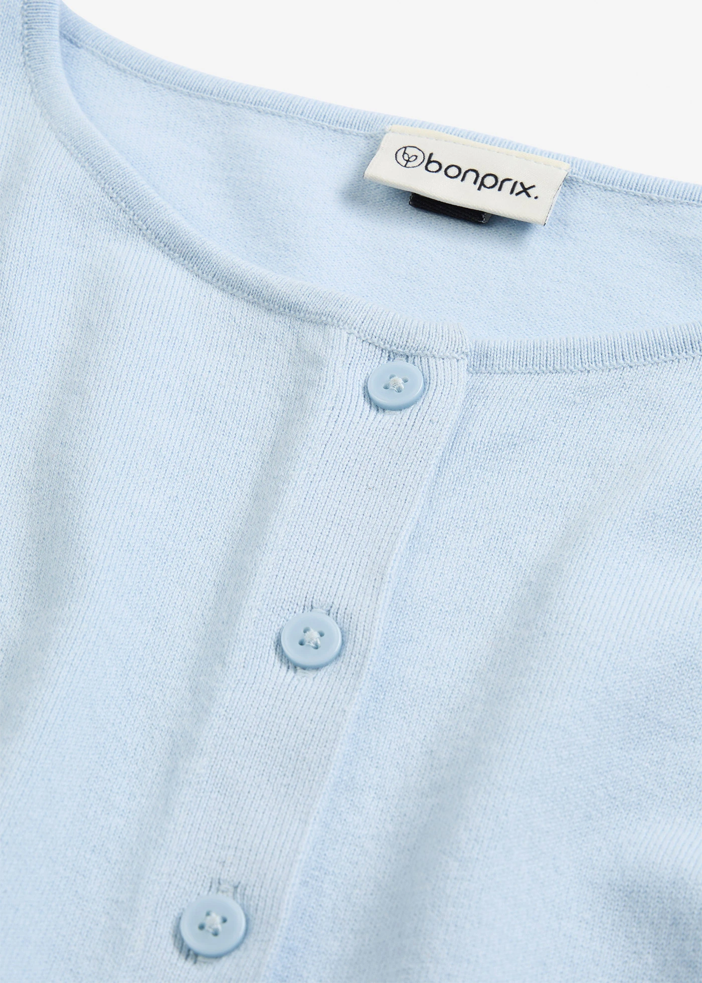 Gebreid vest in een katoenmix • poederblauw • bonprix online shop