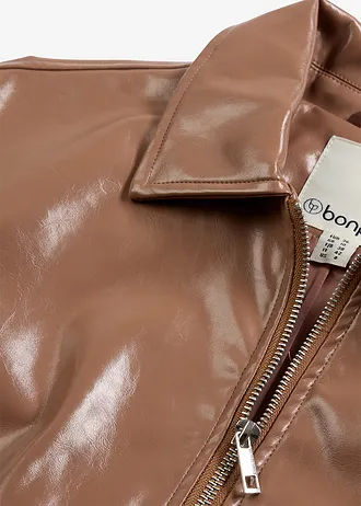 Krátka koženková bunda • gaštanovo hnedá • obchod bonprix