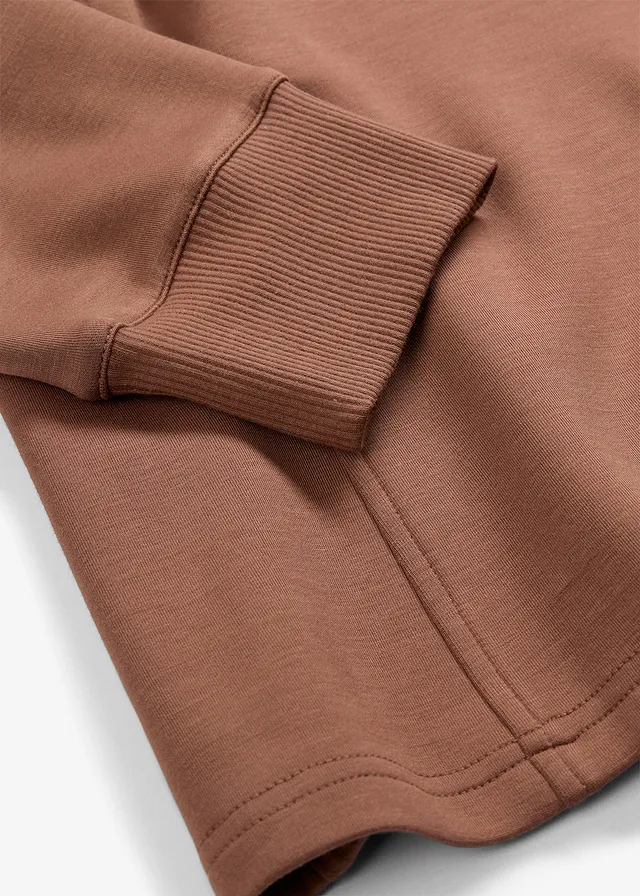 Bluza taliowana z dzianiny scuba • brązowy kasztanowy • sklep bonprix