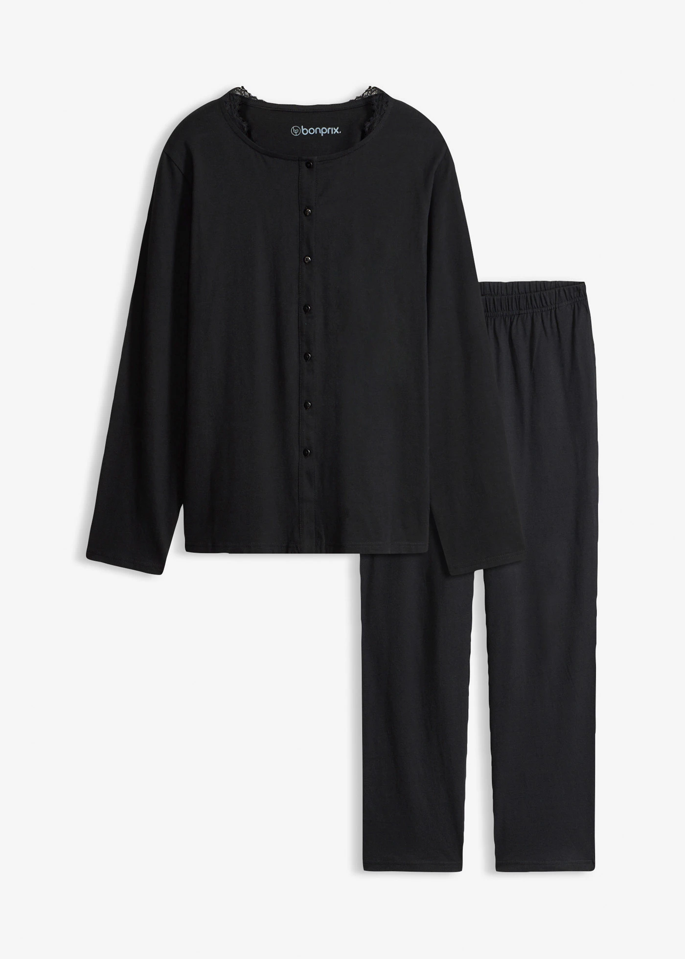 Pijama din bumbac moale • negru • magazin bonprix