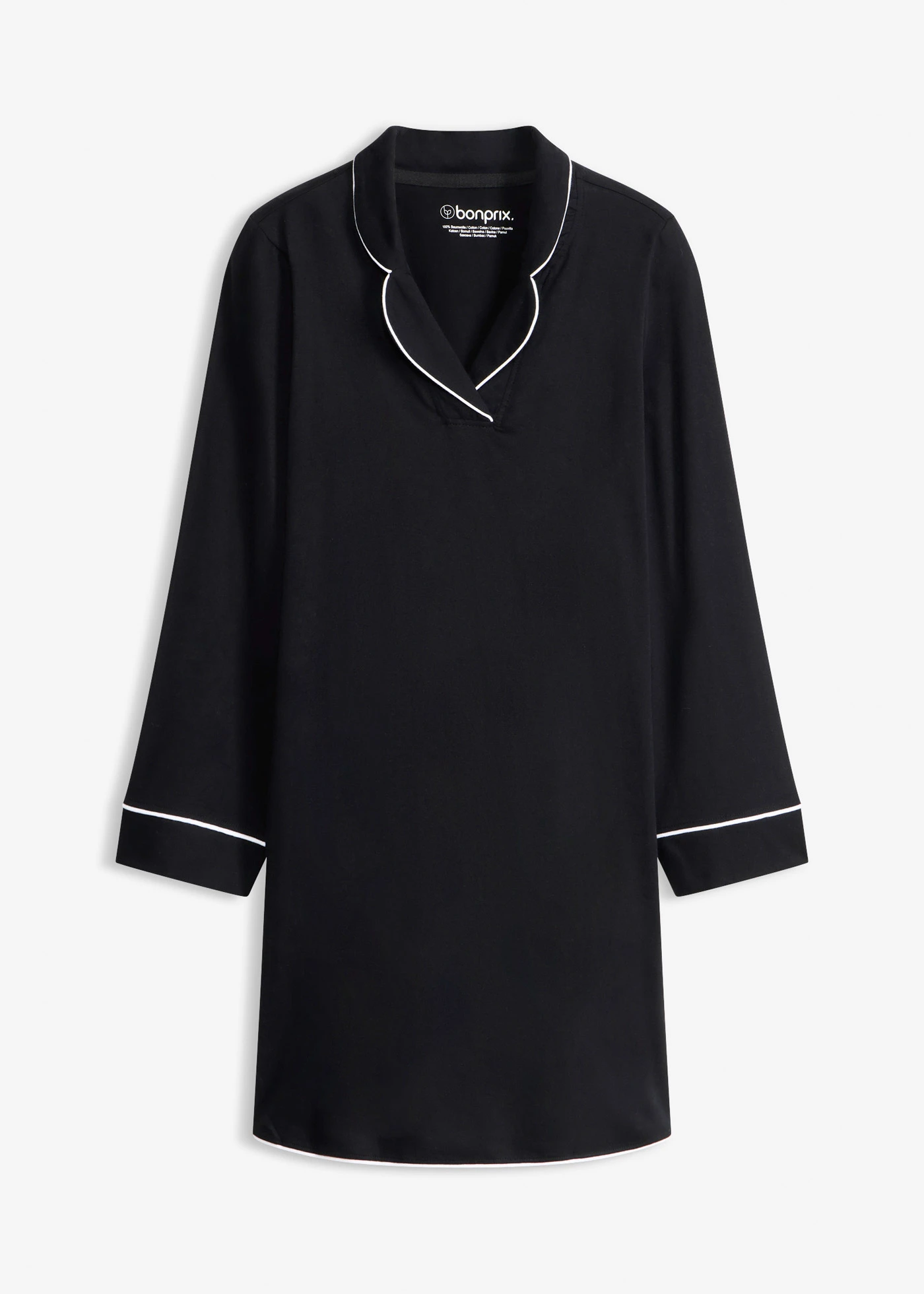 Hálóing puha pamutból • fekete • bonprix áruház