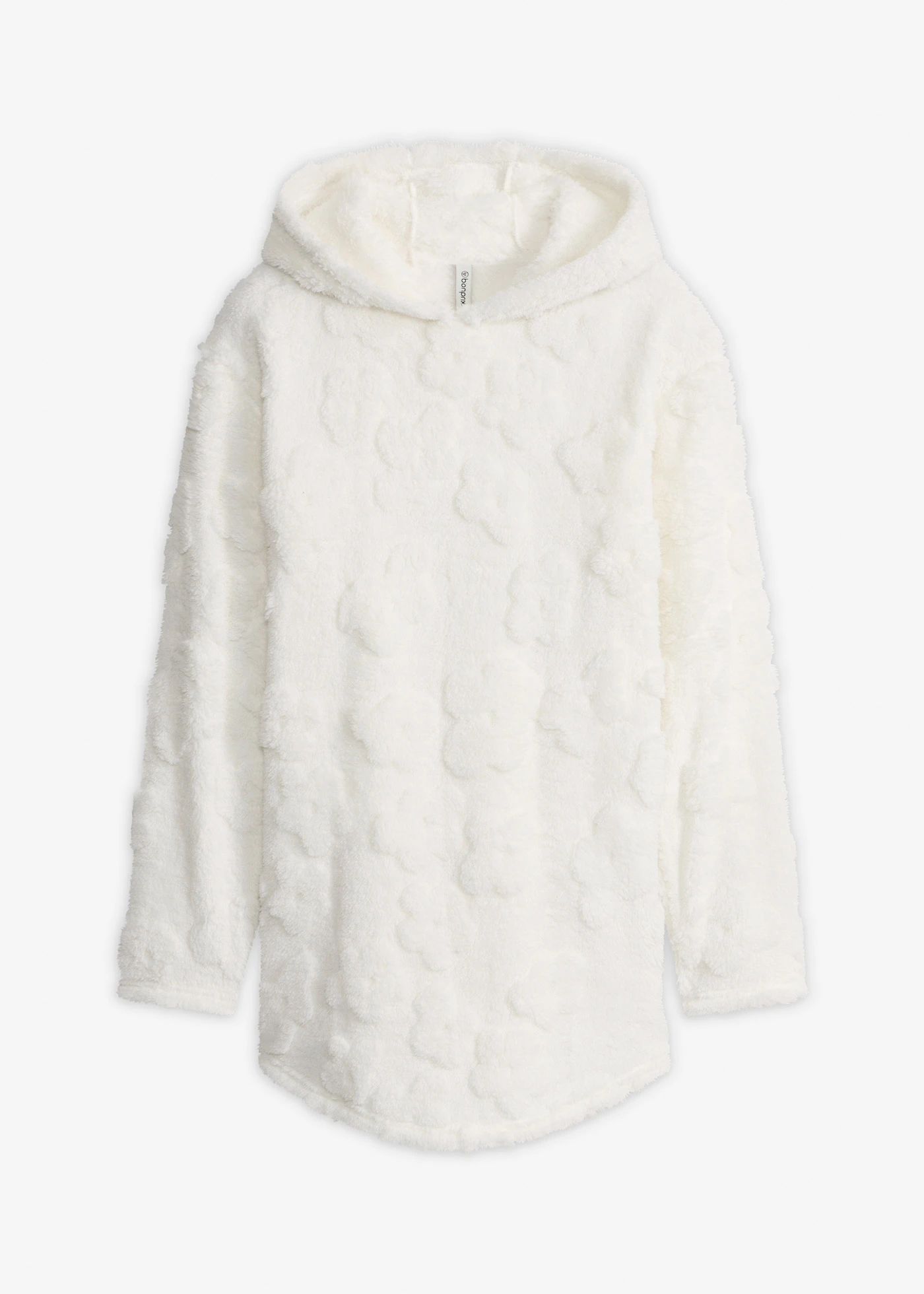 Pulover lung oversize, cu model cu inimioare • ecru • magazin bonprix