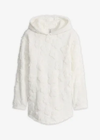 Długi sweter oversize w serduszka • biel wełny • sklep bonprix