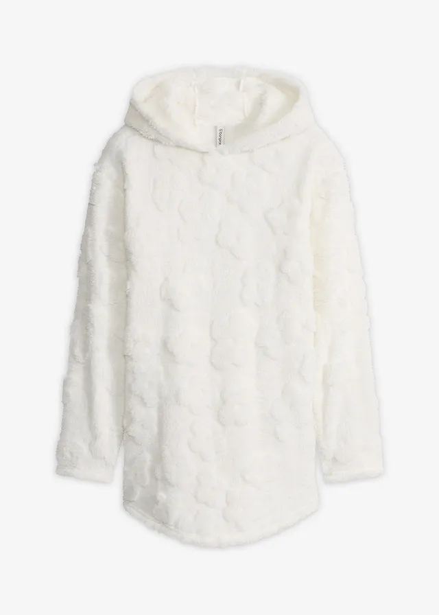 Oversized lange trui met hartjespatroon • wolwit • bonprix online shop