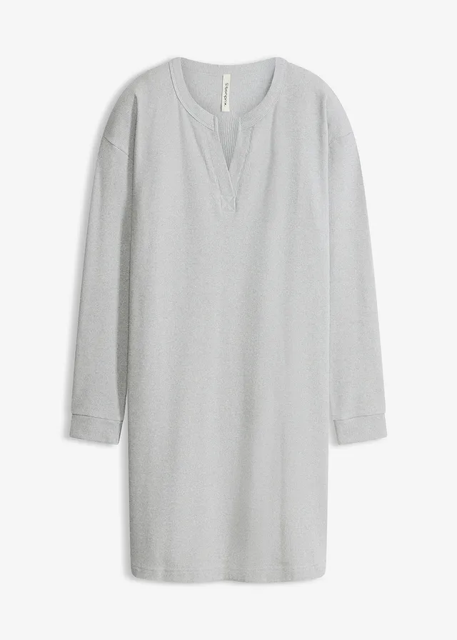 Robe d’intérieur en douce maille côtelée, Couleur: gris chiné