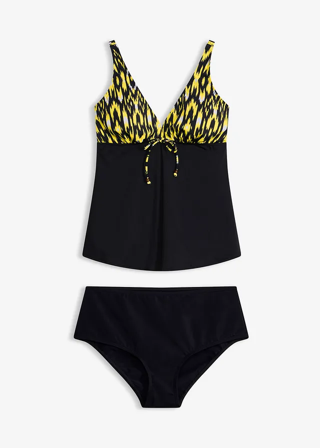 Tankini met brede bandjes (2-dlg. set), Kleur: zwart-geel print