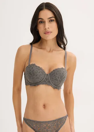 Sutien balconette din dantelă • gri-granit • magazin bonprix