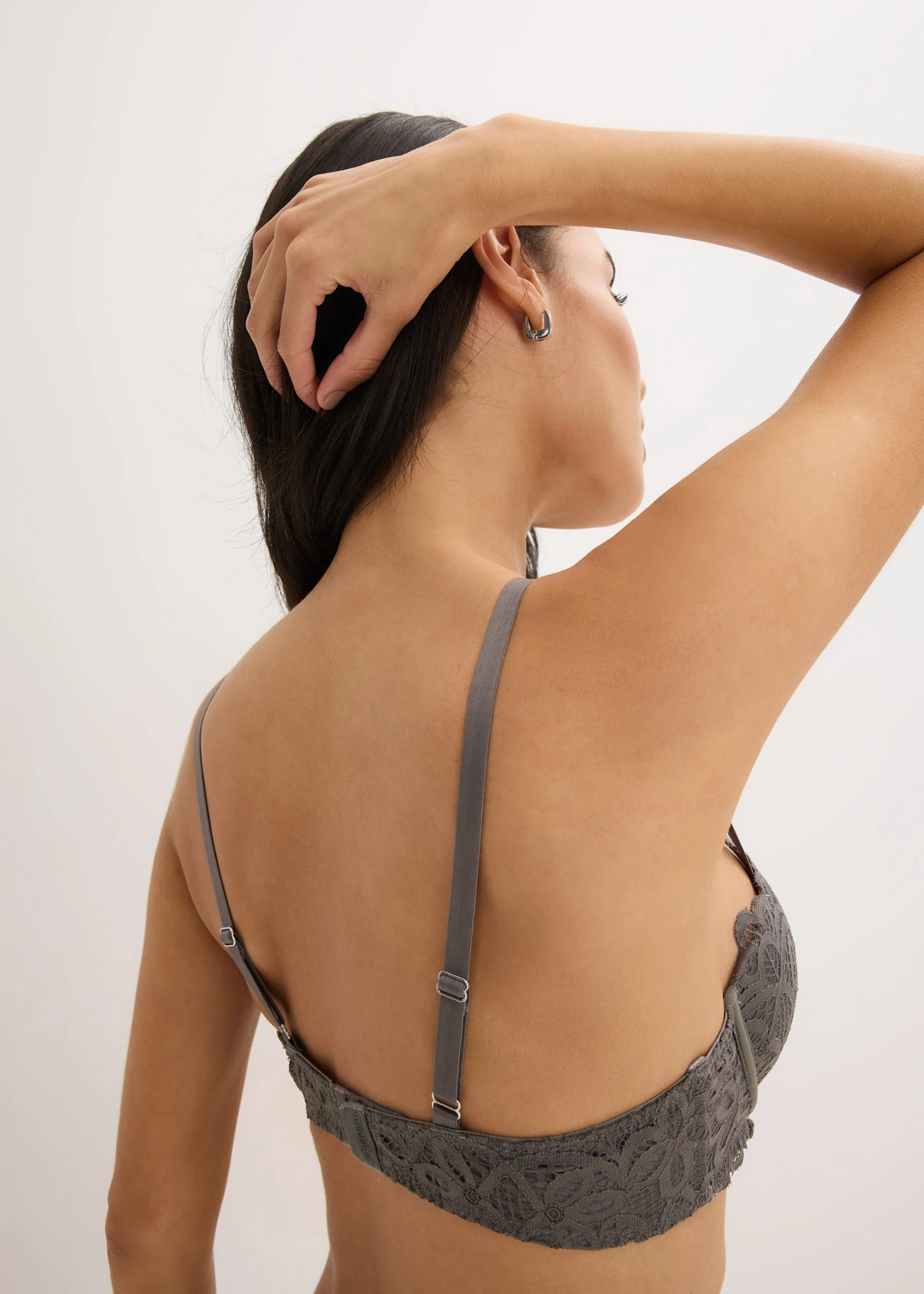 Sutien balconette din dantelă • gri-granit • magazin bonprix